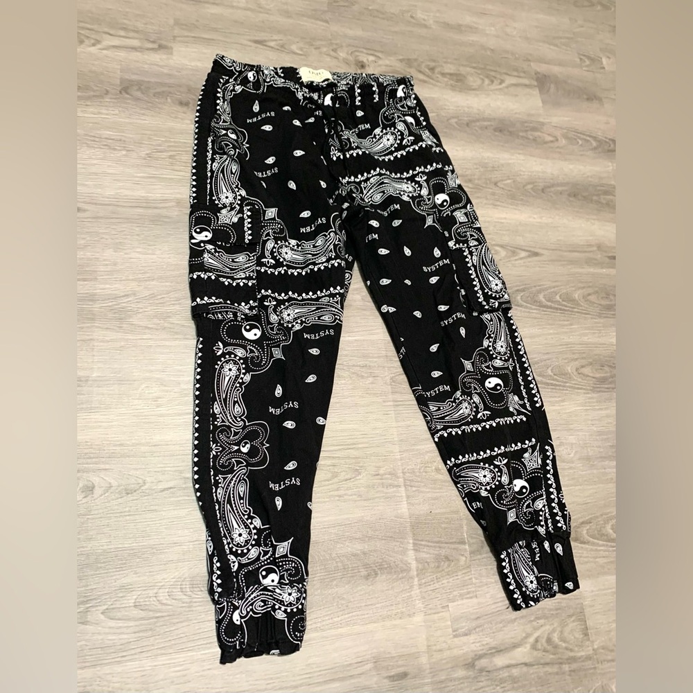 OMG Dope Collection 2018 Black Paisley Handkerchief Joggers Pants Streetwear L